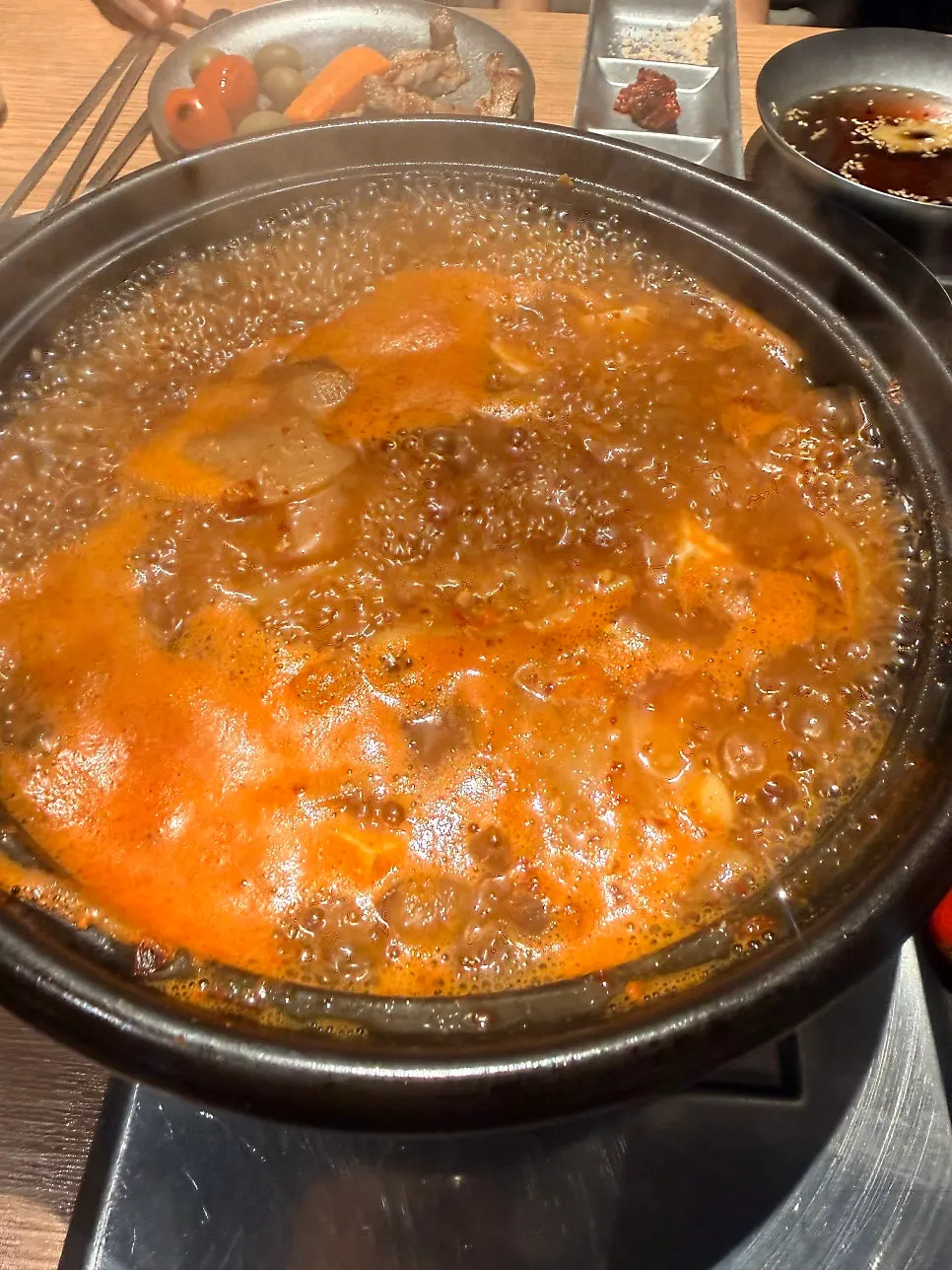 Cheese pollack roe egg custard and tiger bean doenjang stew