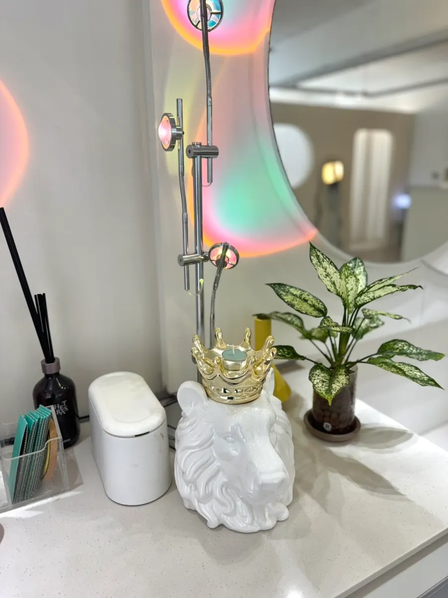 Decorative props and lighting details inside Double D