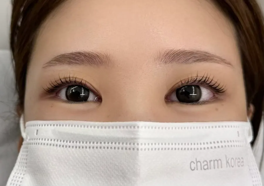 After shot of lashes lifted defined and full
