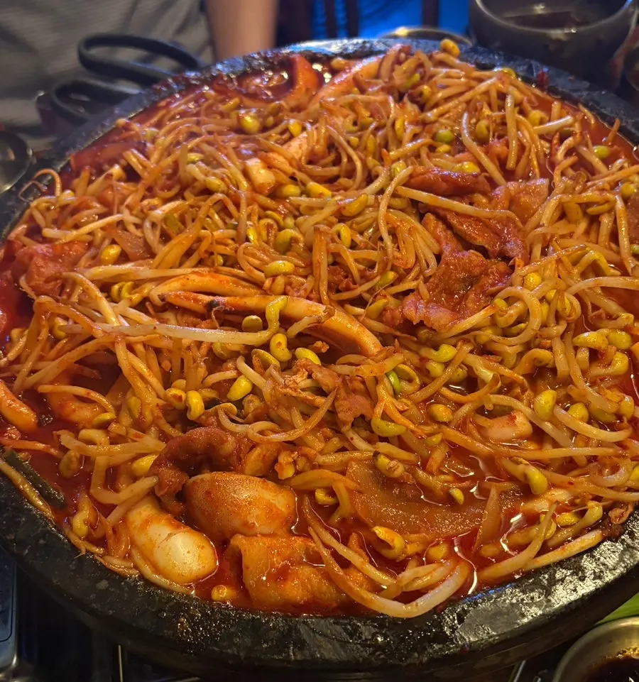 Chicken jeon placed on a pizza warmer