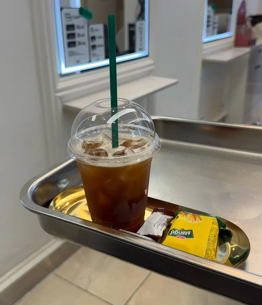 A drink provided during the wait