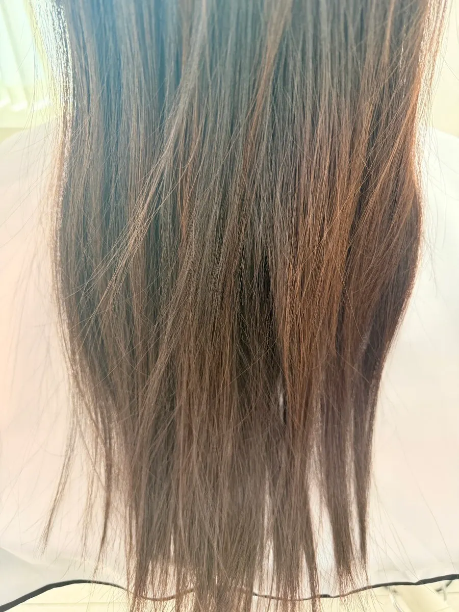 Vertical shot of hair after the Hoyu clinic treatment