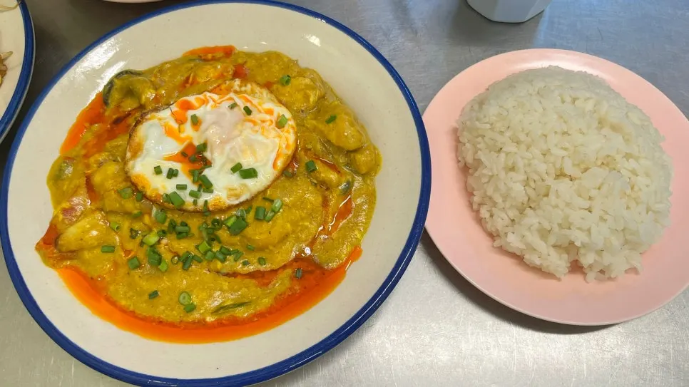 Chicken curry rice served with rice
