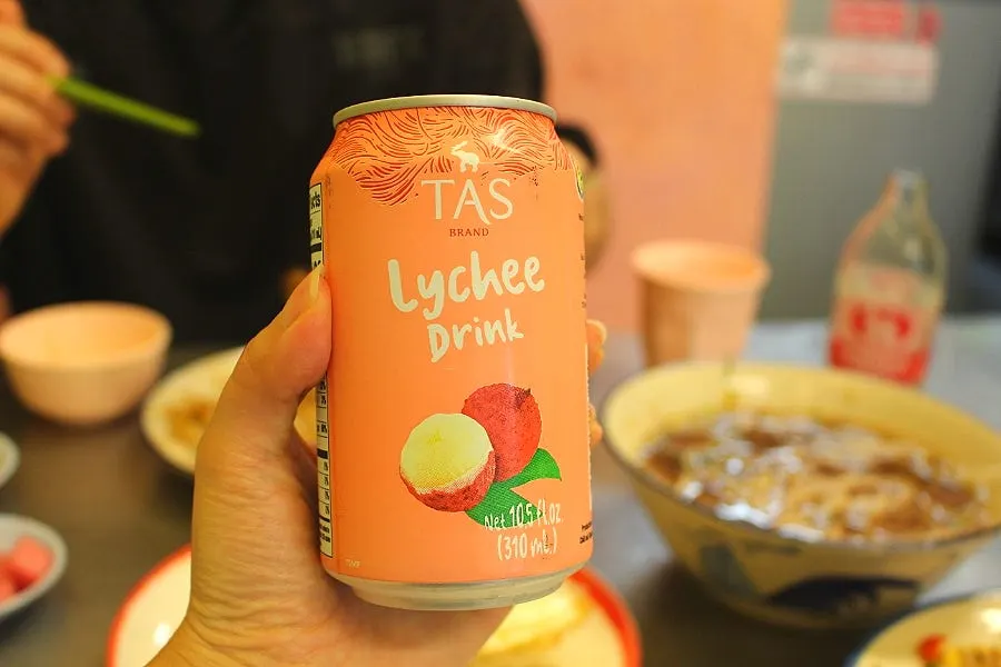 Two glasses of Singha soda water and lychee drink