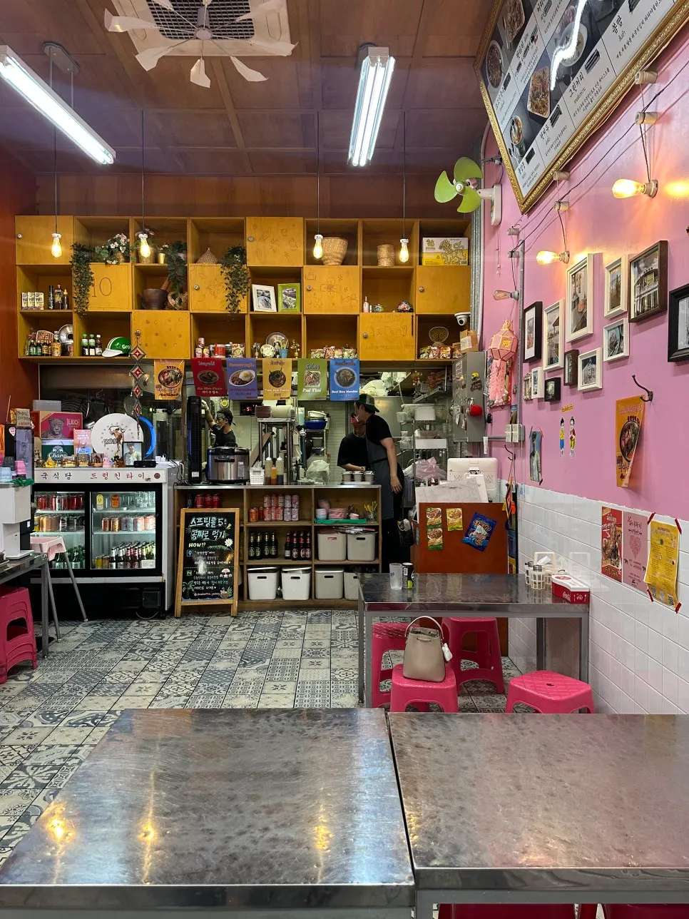 Corner of the restaurant decorated with Thai props