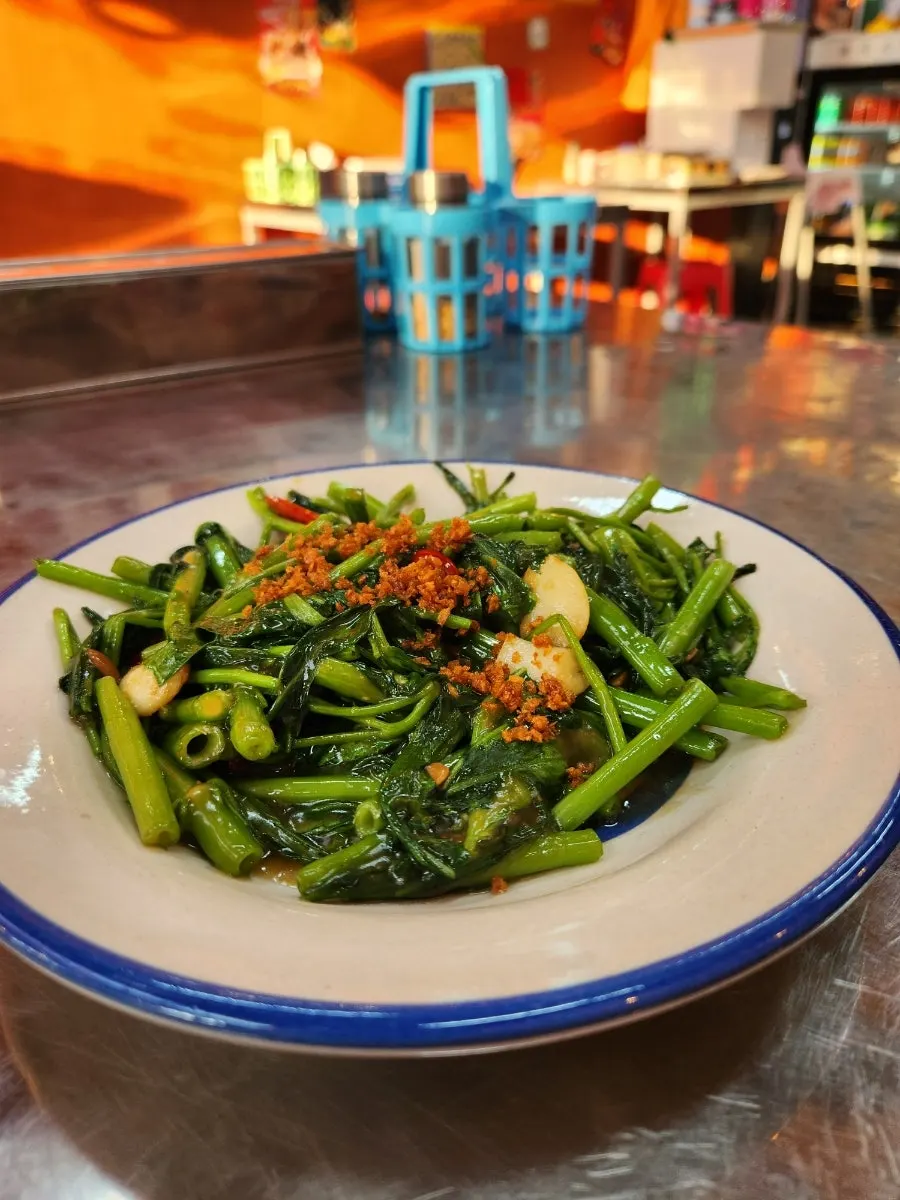 Savory stir-fried morning glory