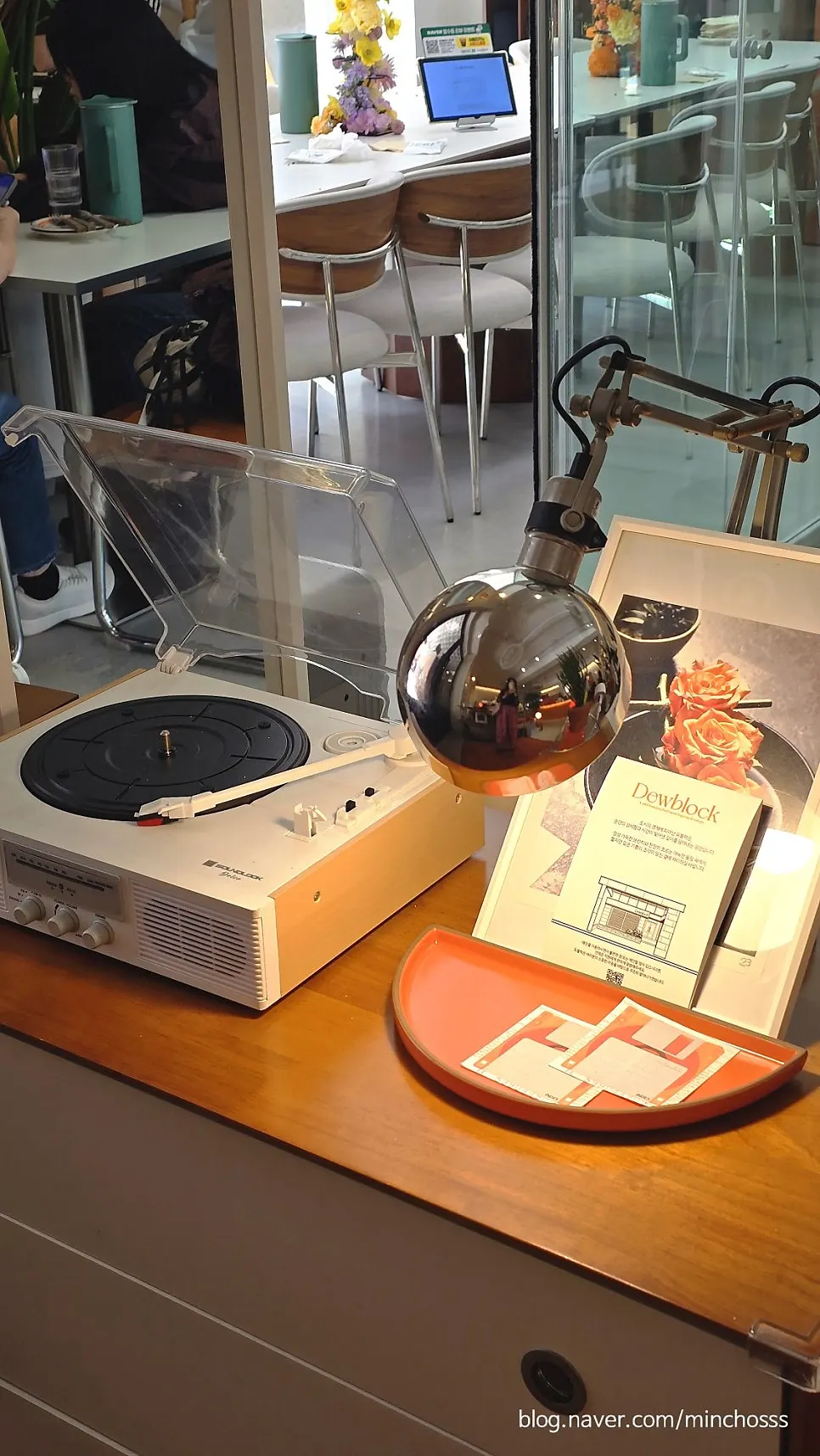 Decorative items displayed near the entrance