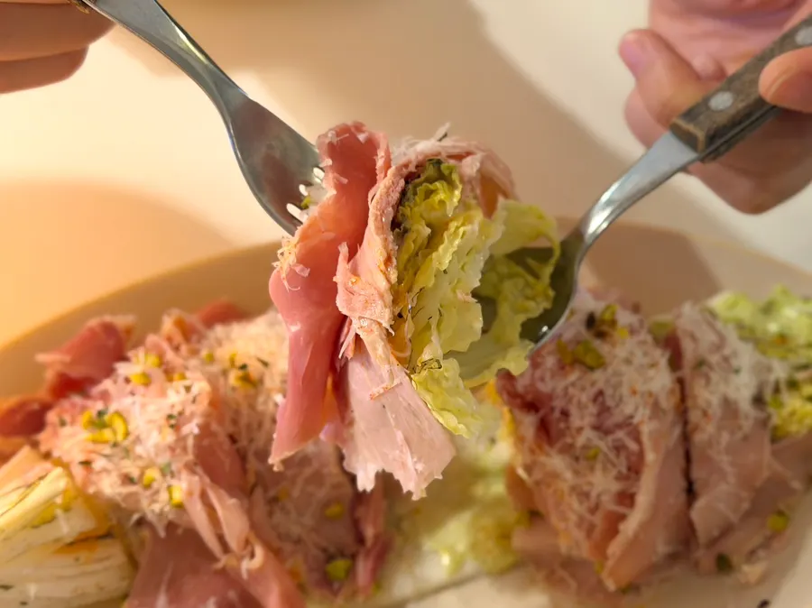 A portion taken from the jambon cabbage salad