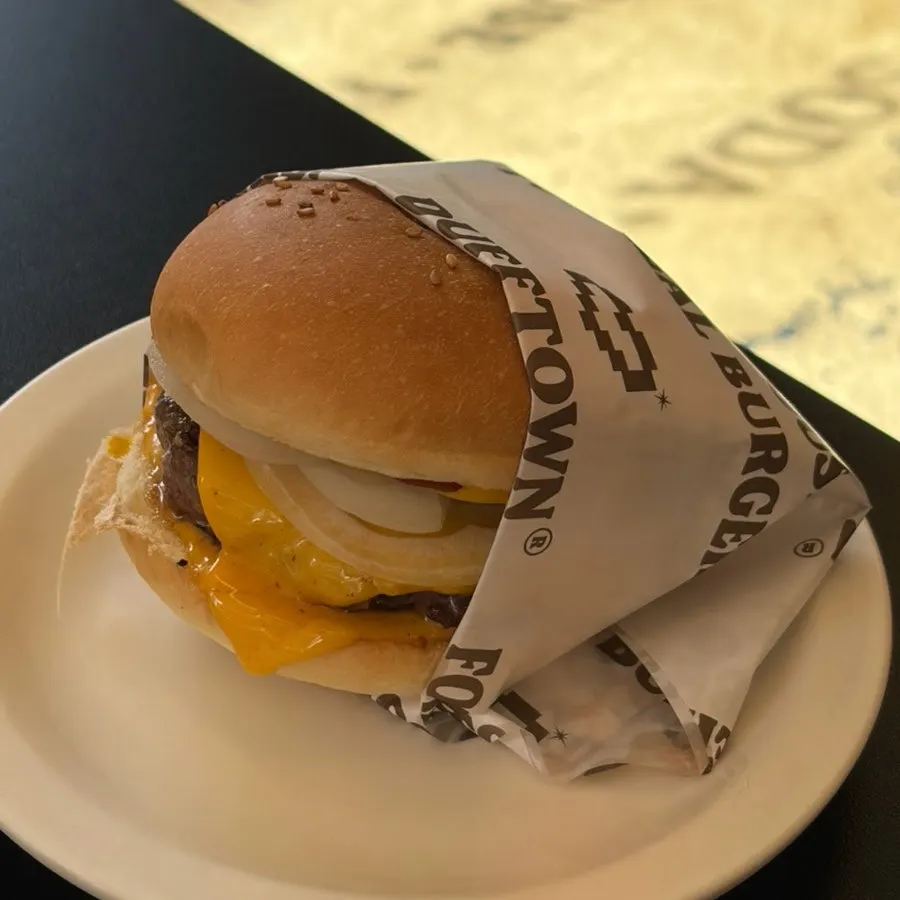 Double cheeseburger with a thick patty