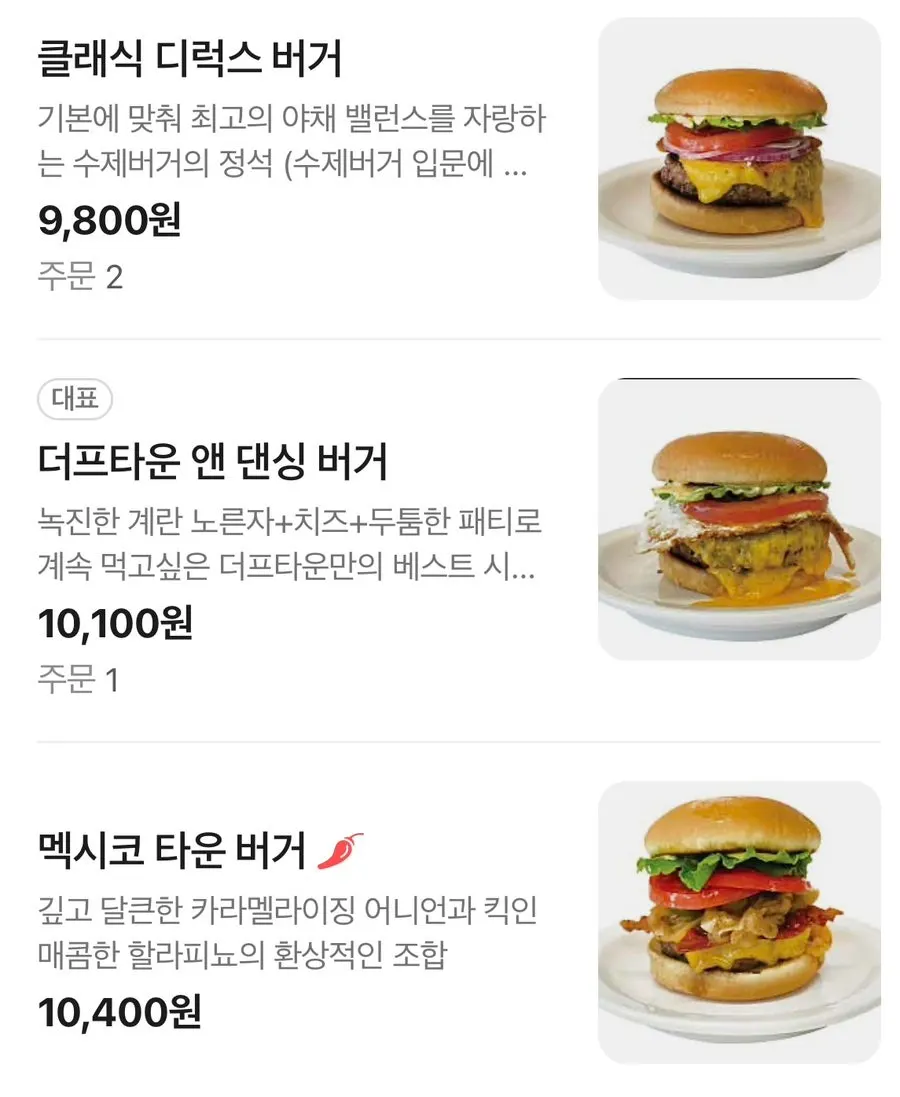 Menu board with burger types