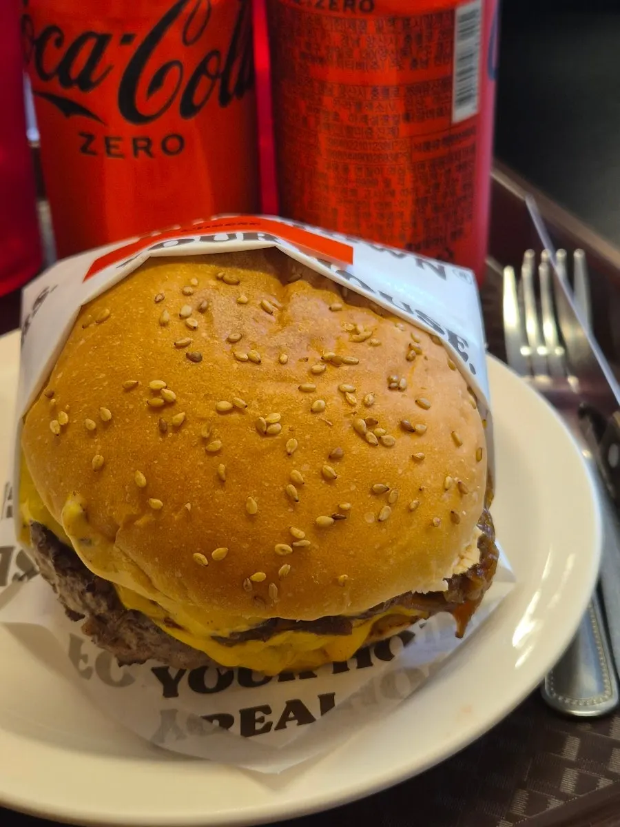 Double cheeseburger with two slices of cheese