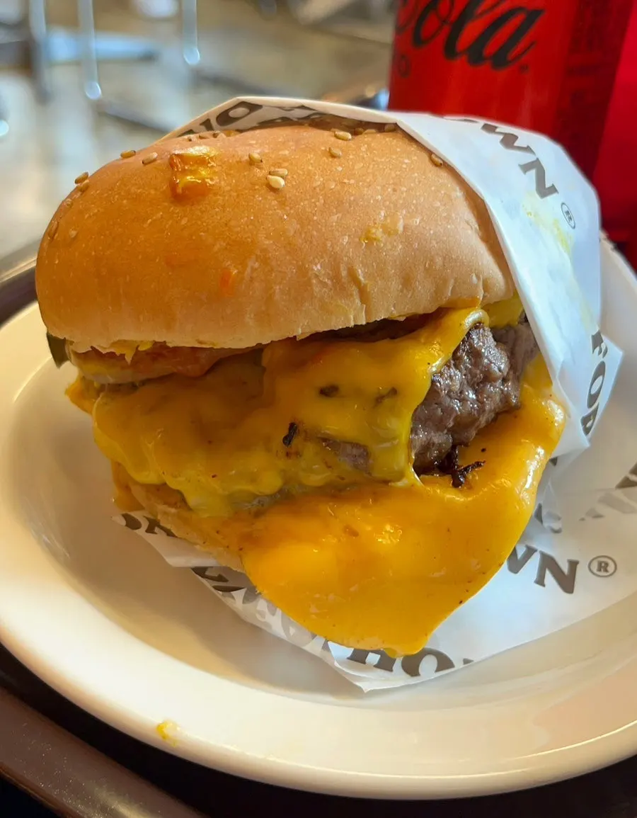 Double Cheese Burger with sweet potato fries set
