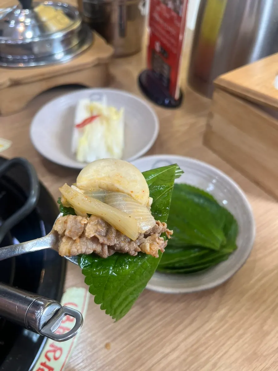 Usinjeongol meat served over rice