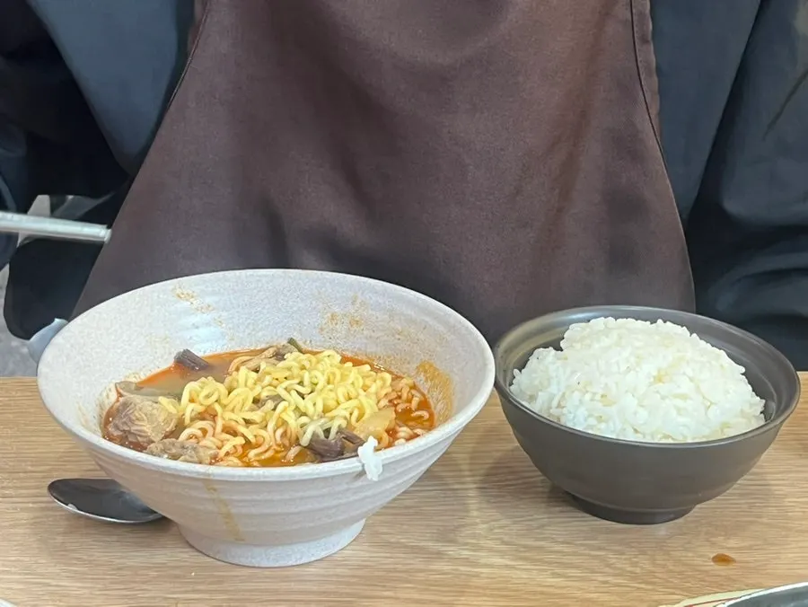 Ramyeon noodle hot pot with extra broth added
