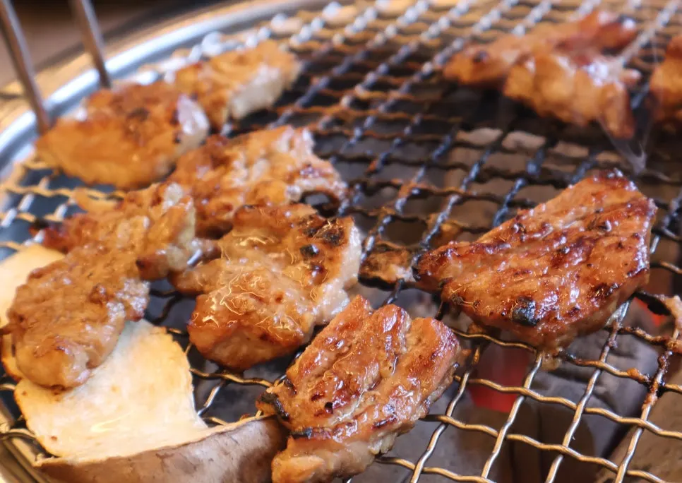 Golden-brown grilled seasoned pork galbi