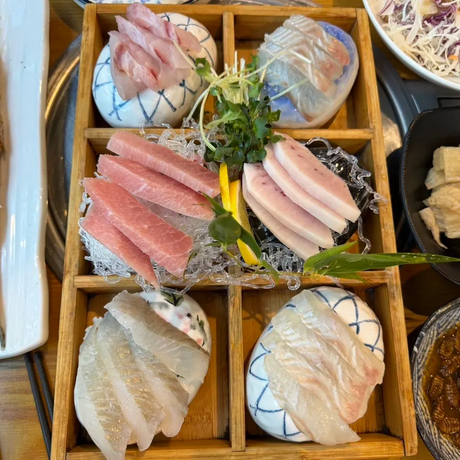 Table set with banchan and side dishes