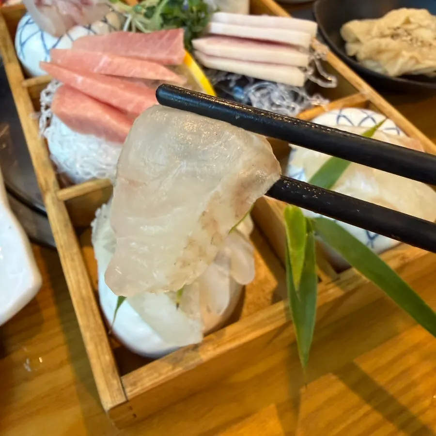 A portion of bluefin tuna sashimi