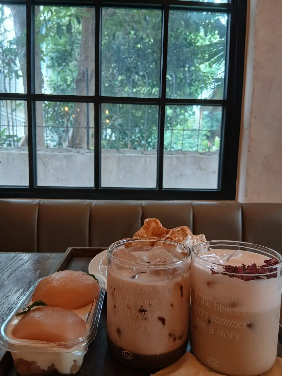 Menu board listing non-coffee drinks