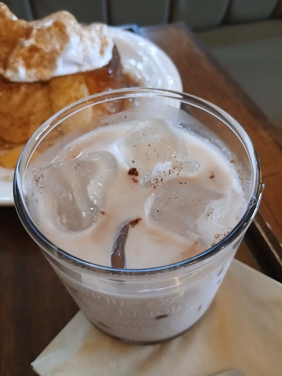 Close-up of the Assam CTC-based rose milk tea