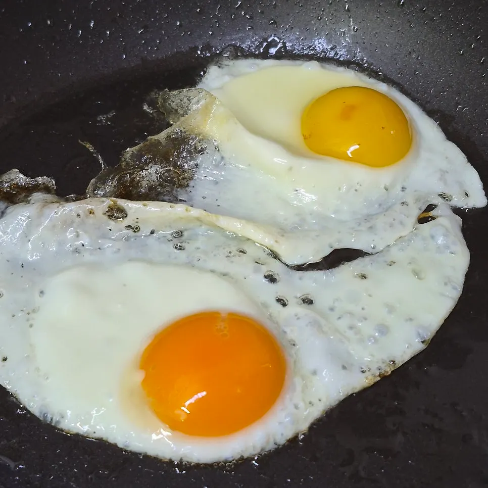 Fried egg eaten unsalted