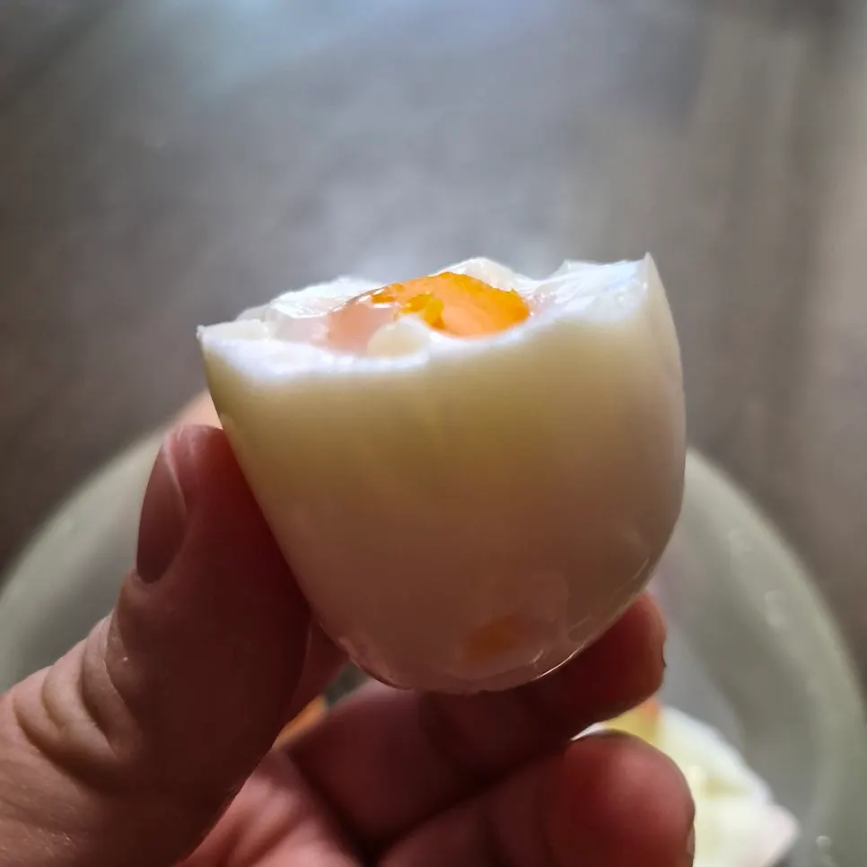 Eggs being boiled on low heat