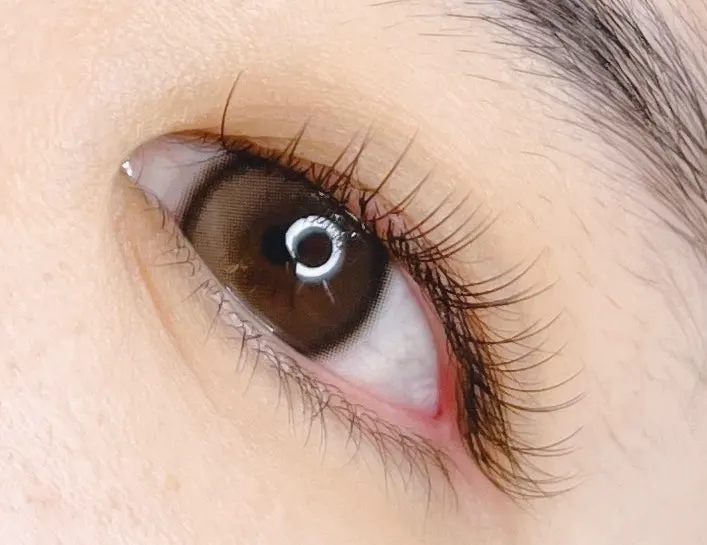 Before-and-after brown lash extension results