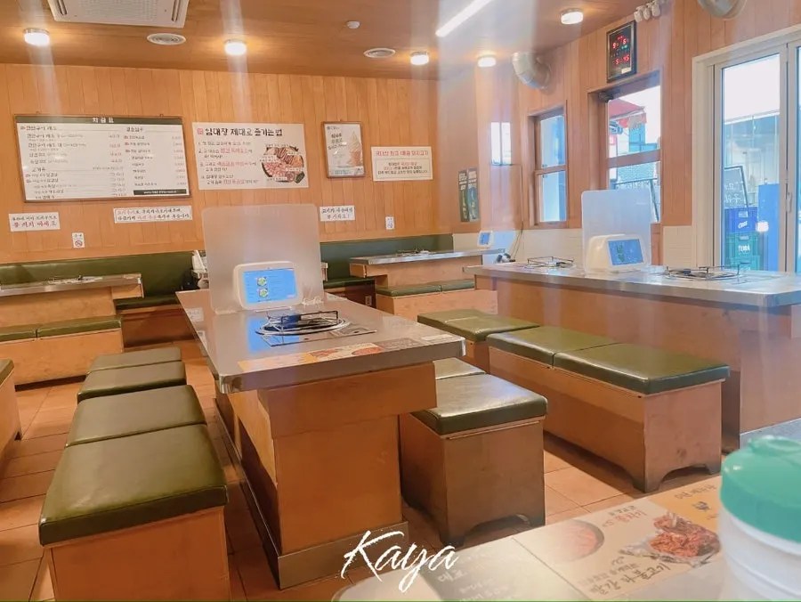 Restaurant seating with space between tables