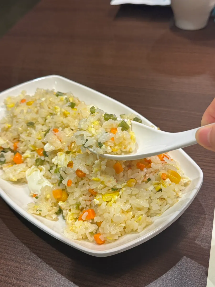 Egg fried rice served alongside the kaoyu