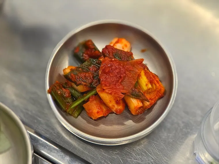Varied basic table spread at the gopchang restaurant