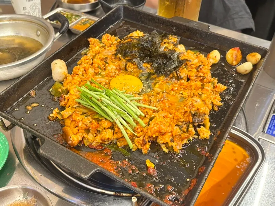 곱창과 함께 구운 대파김치