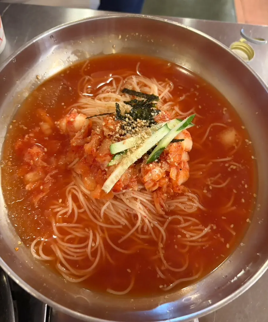 Cold kimchi noodle soup side dish