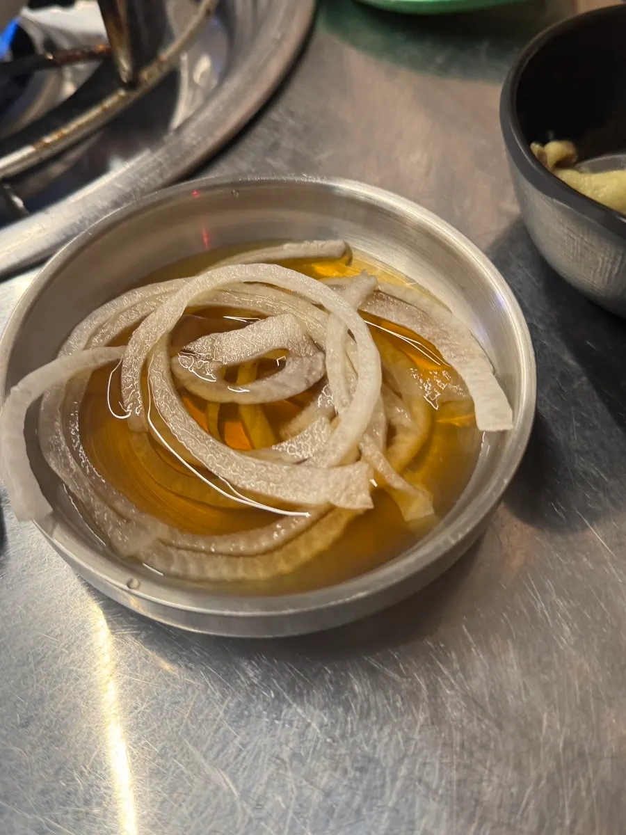 Green onion kimchi served with gopchang