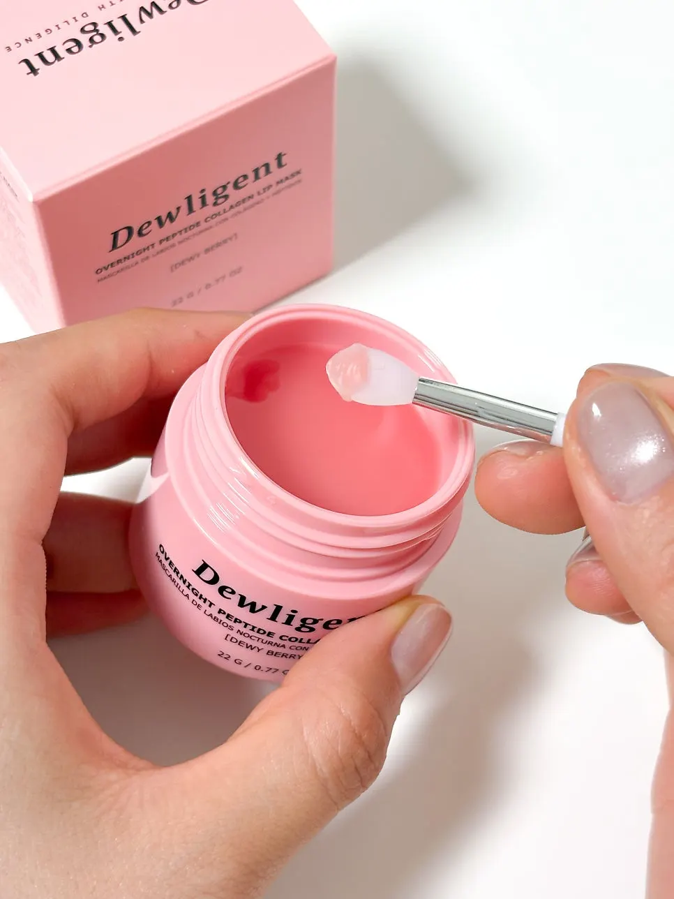 Lip balm texture scooped out with a spatula