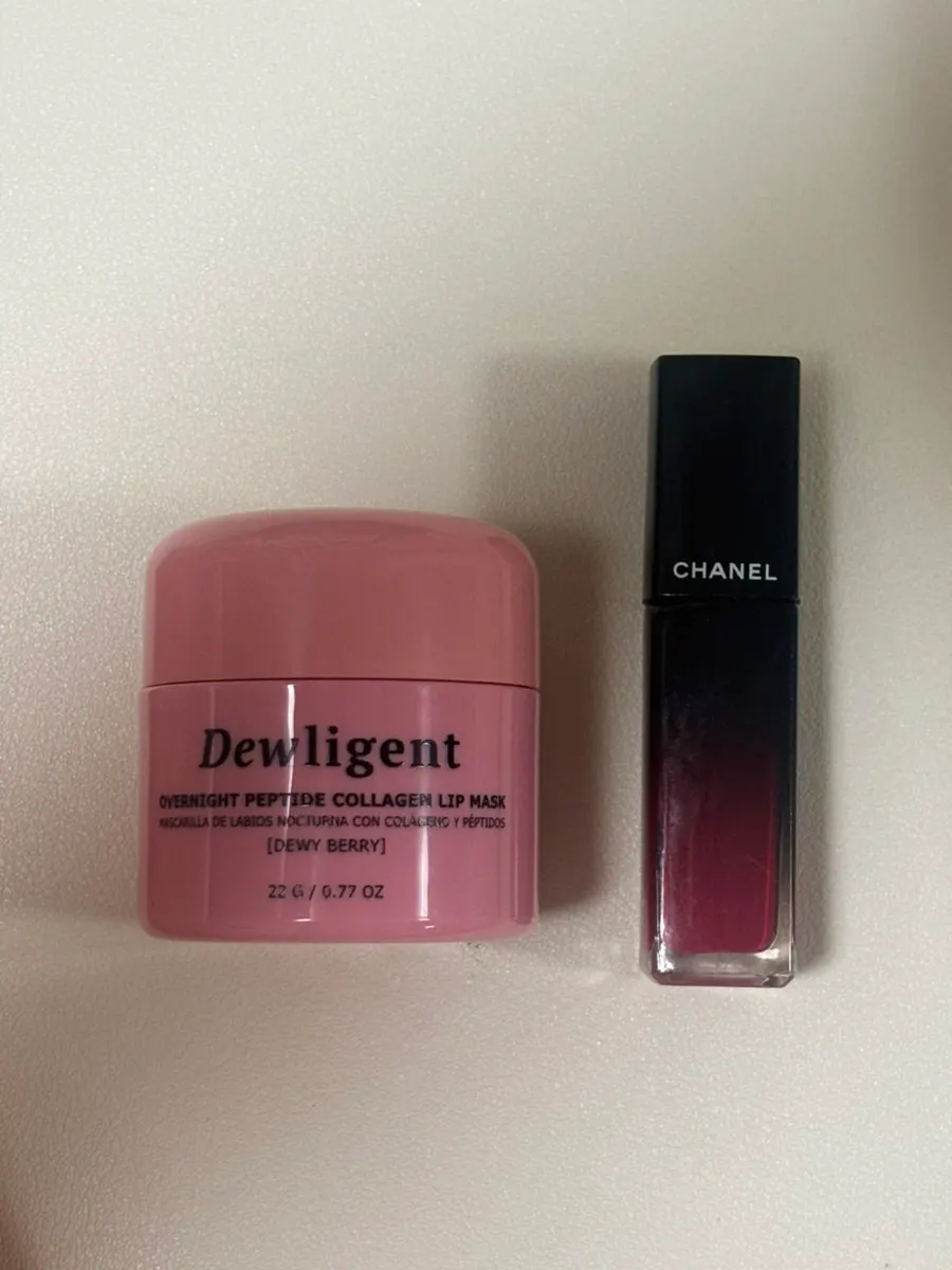 Lips with lip tint layered over the lip mask