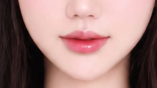 립 메이크업 전 부드럽게 정돈된 입술