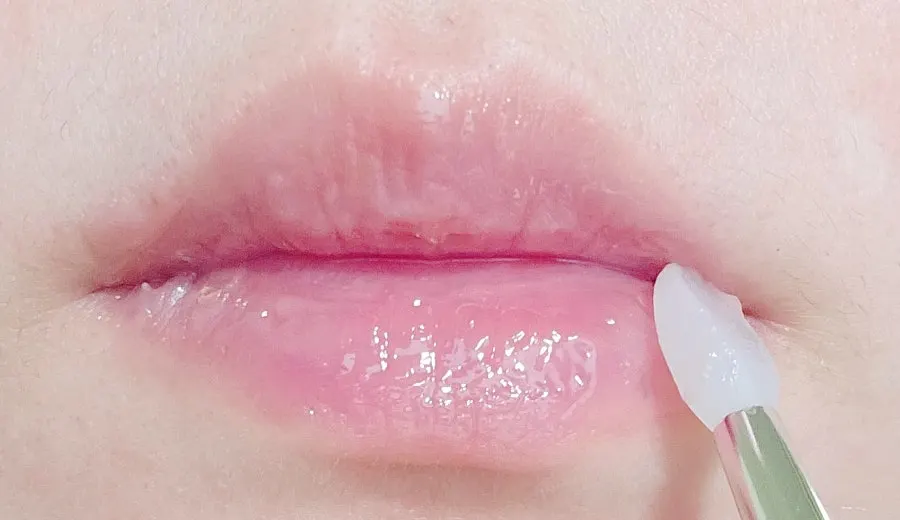 Balm texture applied to dry lips