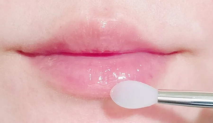 Lip mask placed and applied on the lips