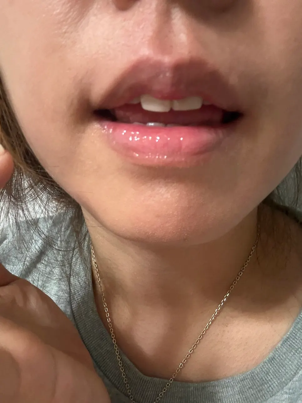 Lip mask balm texture applied at night