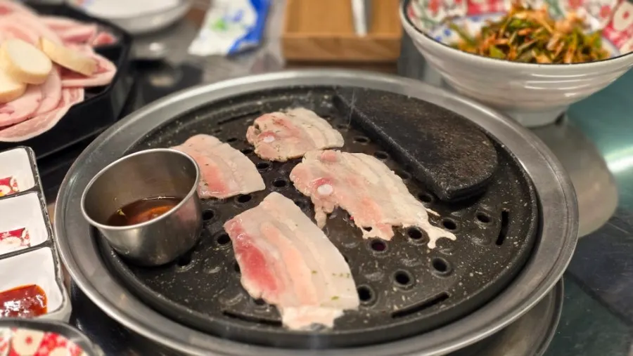 Flower pork belly on the grill