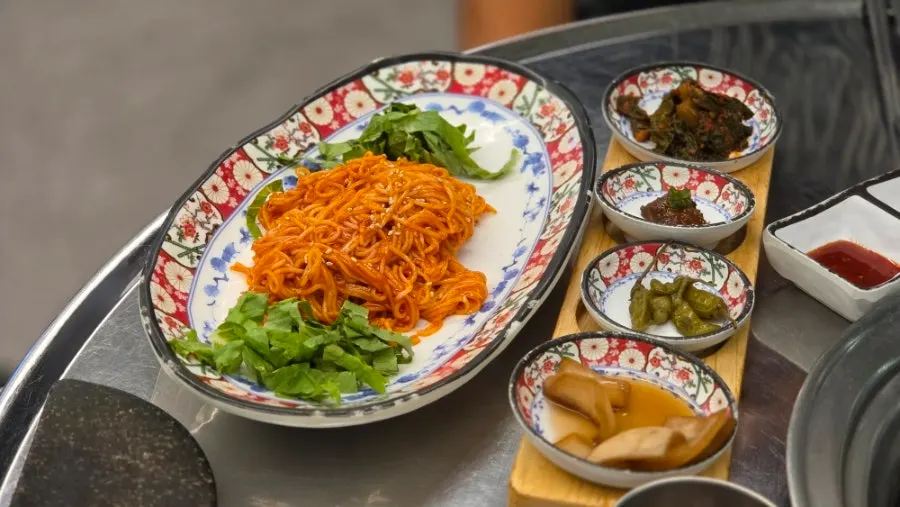 Close-up of the one-time basic side dishes
