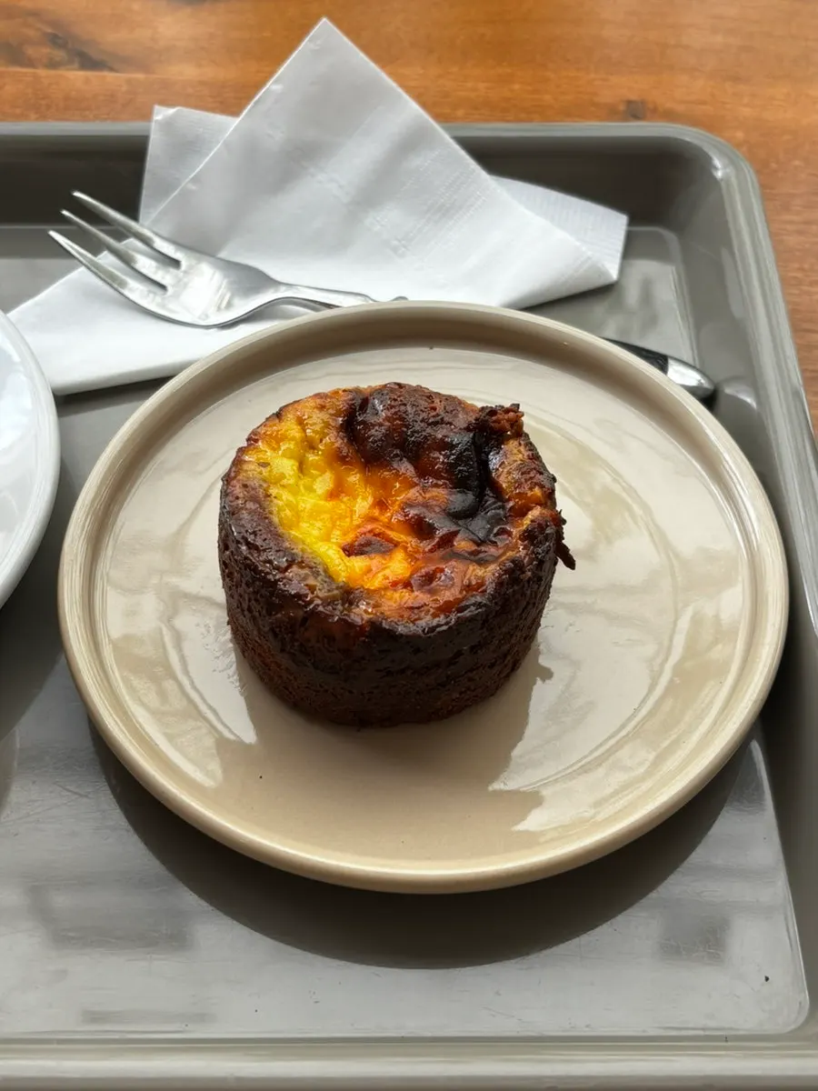 Egg tart with a slightly charred top