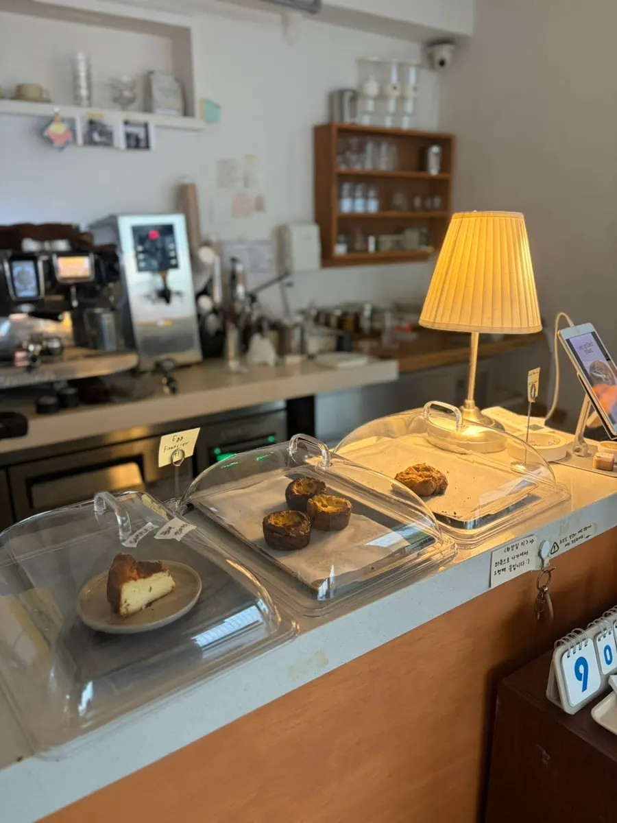 Basque cheesecake and cookies on display