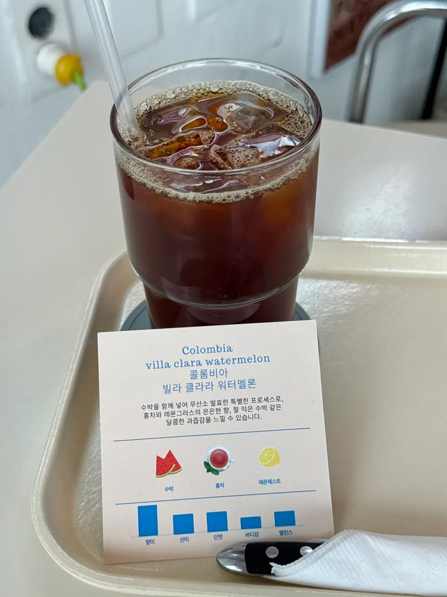 A cup of Colombia Villa Clara watermelon filter coffee