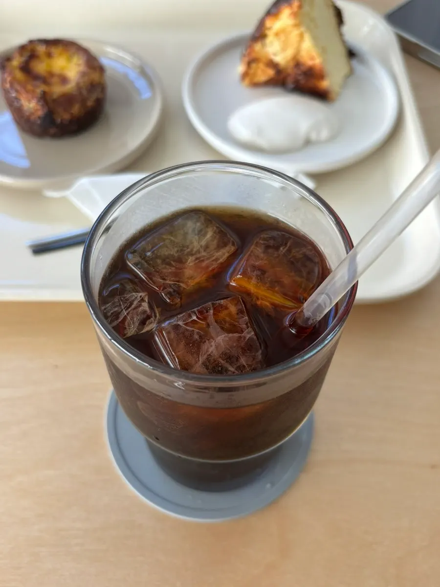 Iced coffee enjoyed alongside the desserts