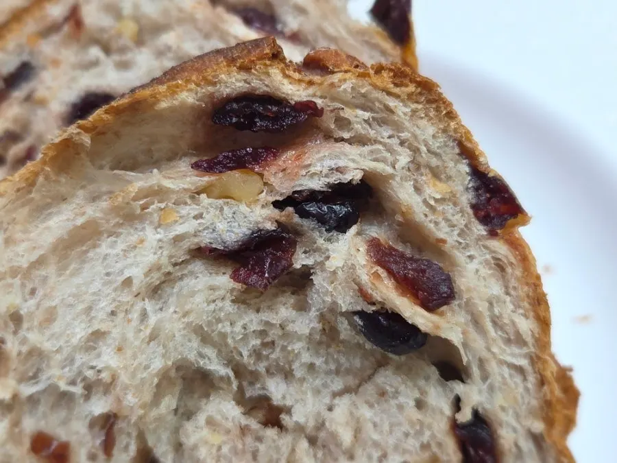 Close-up of a slice of rye milk bread