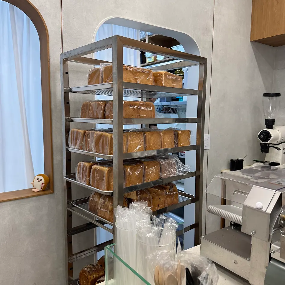 Freshly baked milk bread on display