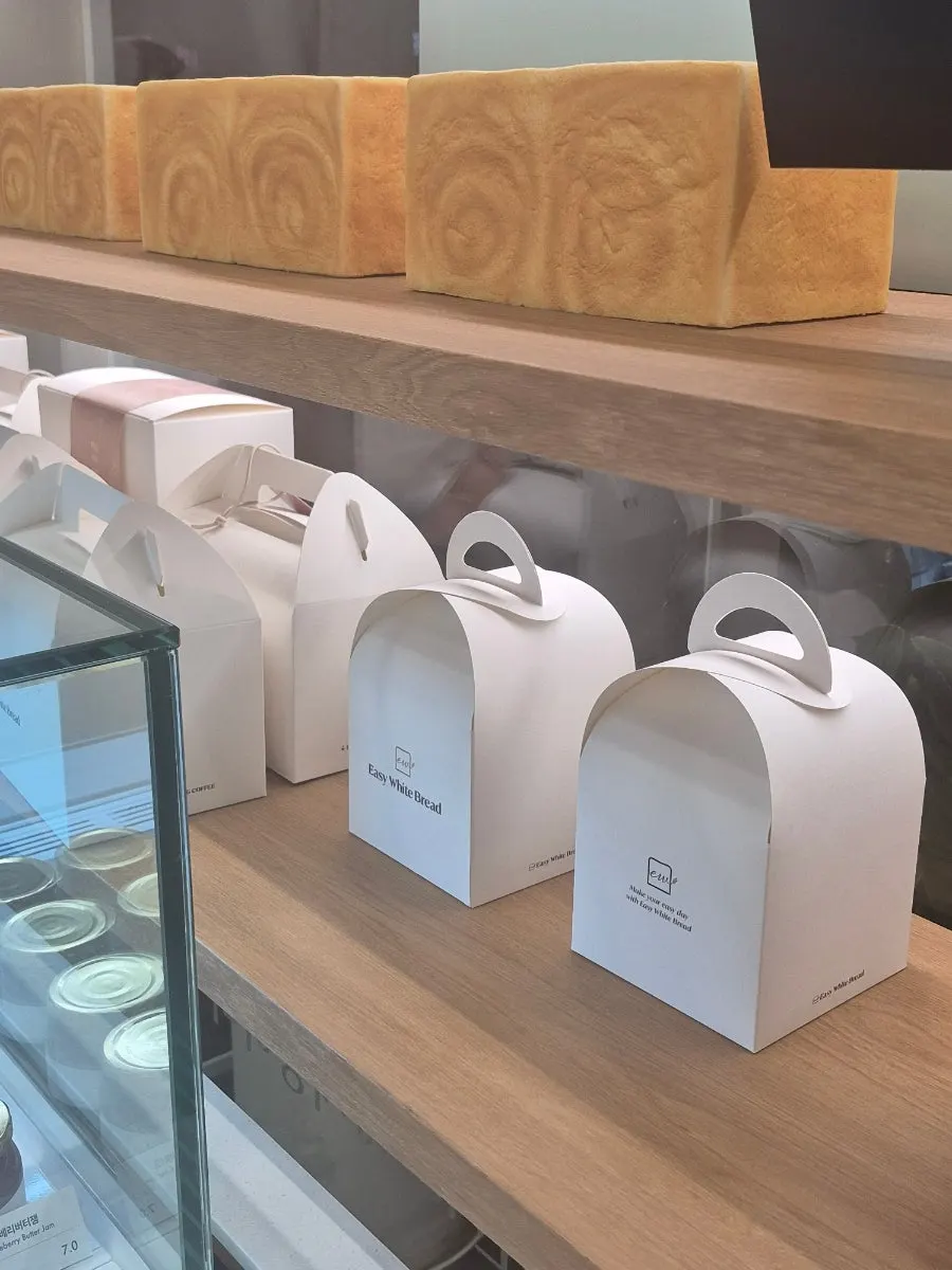 Freshly baked bread displayed inside the shop