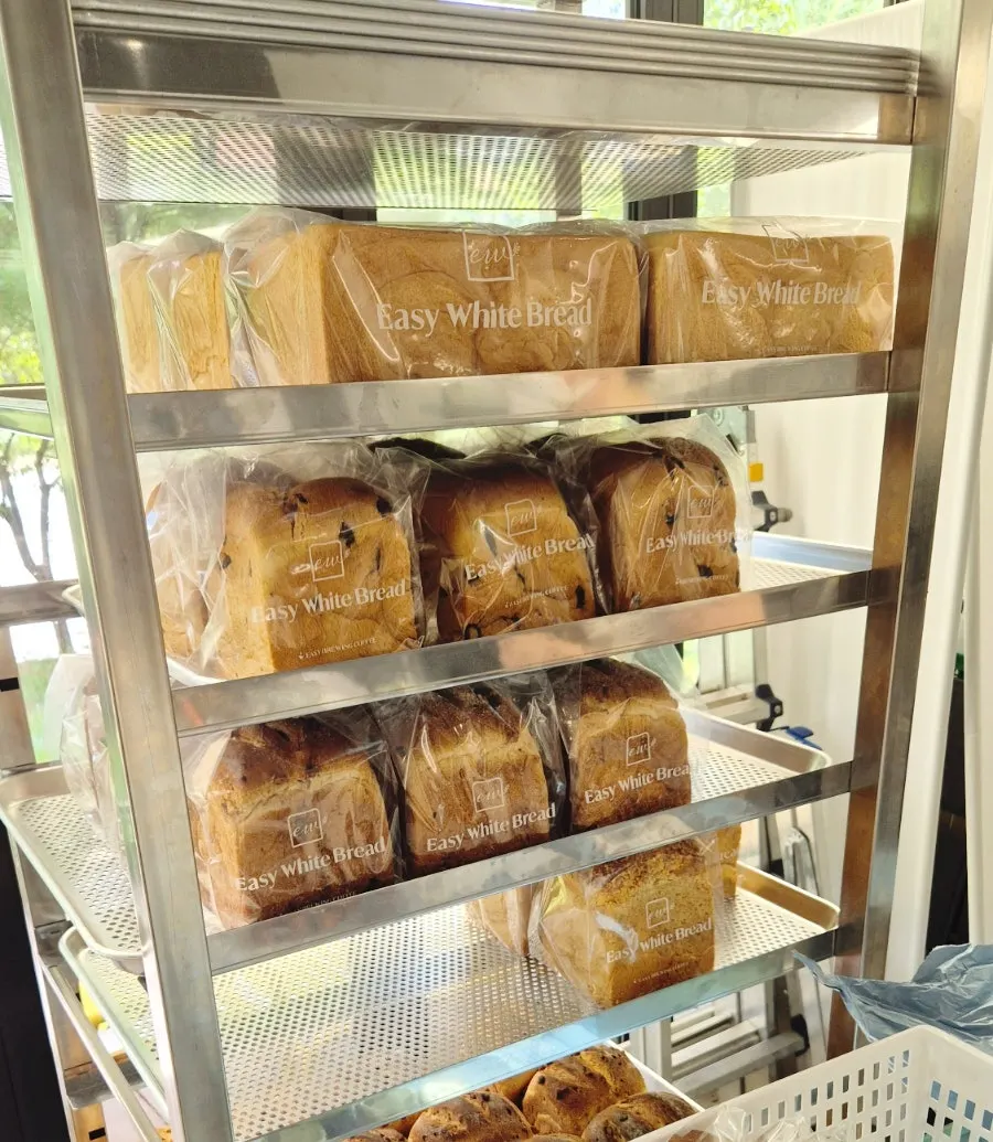 Milk breads lined up on display