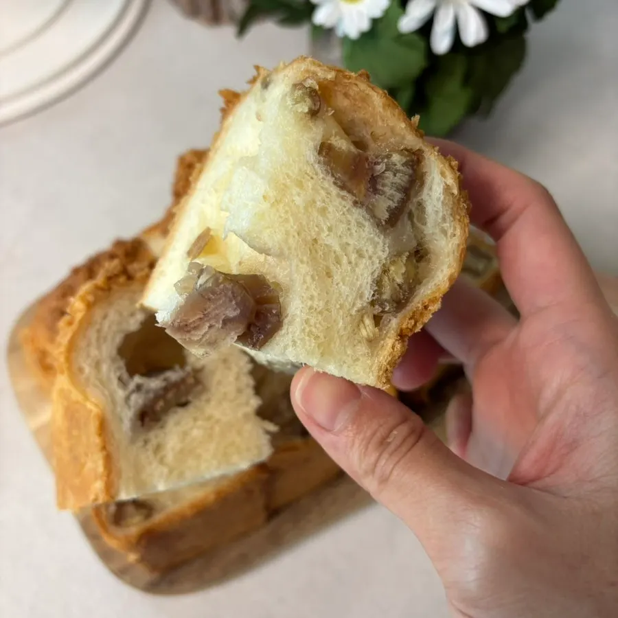 A slice of milk bread eaten with coffee