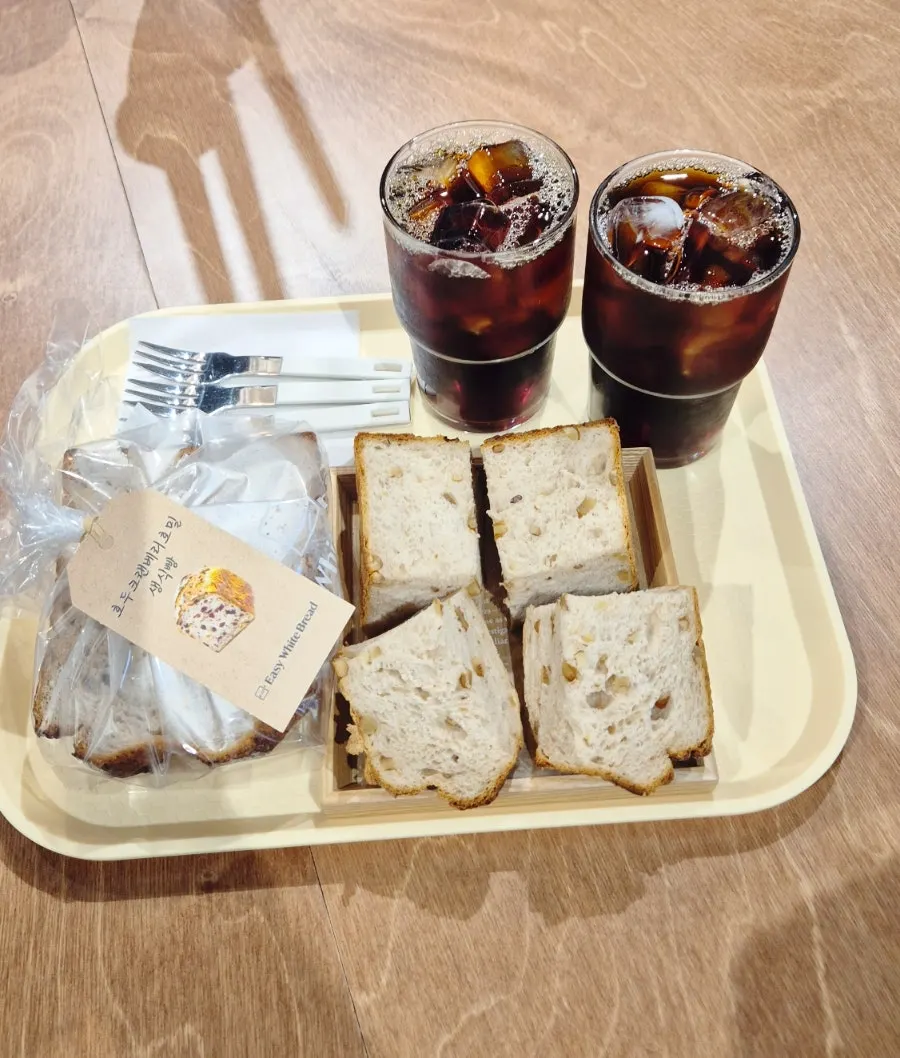 Seating with coffee and bread